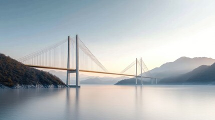 Fototapeta premium Modern cable-stayed bridge over tranquil water