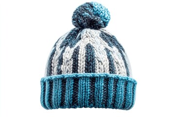 Blue Knitted Hat with Pom Pom