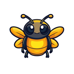 Fototapeta premium Simple flat cartoon depiction of a friendly firefly with big eyes and bright yellow wings, perfect for children's designs and educational materials