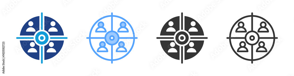 Poster target customer icon set multiple style collection