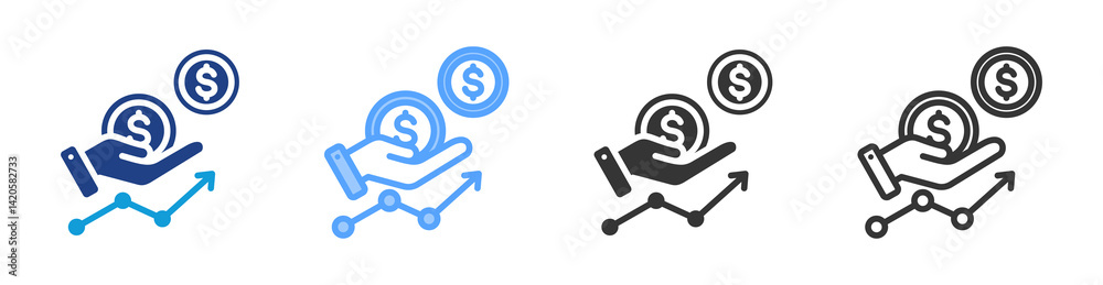 Poster Revenue icon set multiple style collection