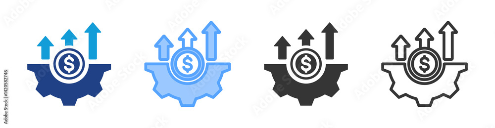 Aufkleber business development icon set multiple style collection
