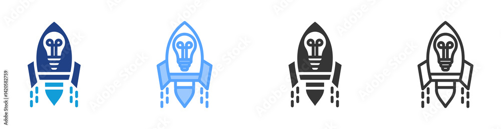 Fototapete startup icon set multiple style collection