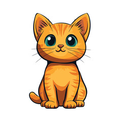 Fototapeta premium Cute orange cat icon sitting calmly with large expressive eyes, perfect for children's illustrations and pet-related designs