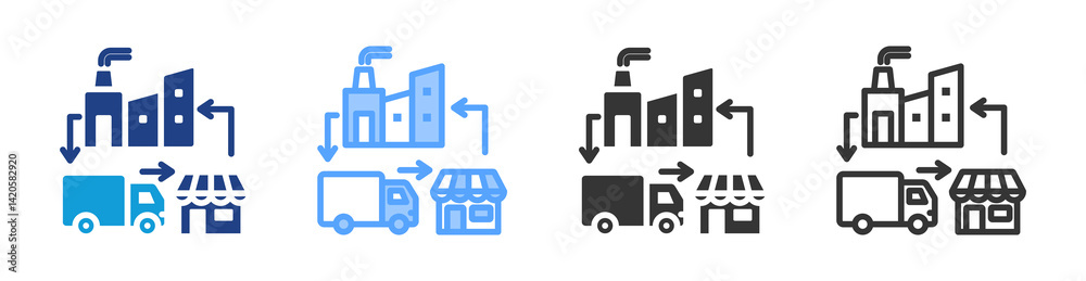 Poster supply chain icon set multiple style collection