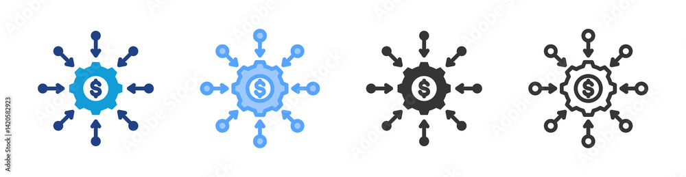 Poster channel icon set multiple style collection