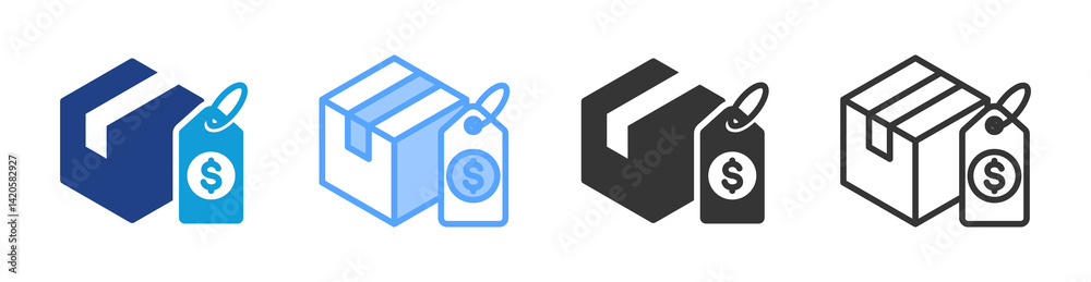 Poster Pricing icon set multiple style collection