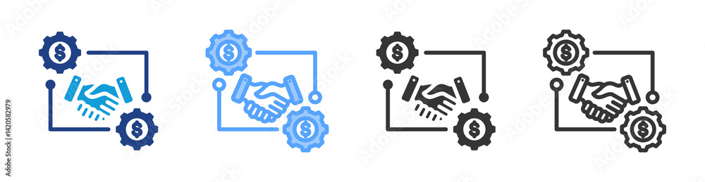 Poster Sourcing icon set multiple style collection