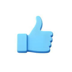 Obraz premium 3D illustration of a blue thumbs up icon with minimalist style, isolated on black background