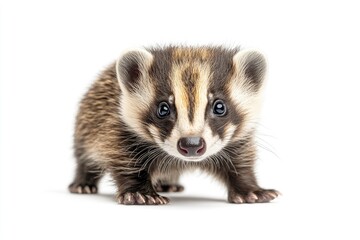 Obraz premium Baby Badger on White Background