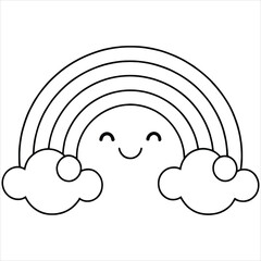 Rainbow Smiling Faces Coloring Page for Kids