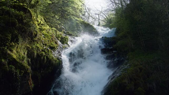 Waterfall along the Salat river in Ariege department in southwest France
