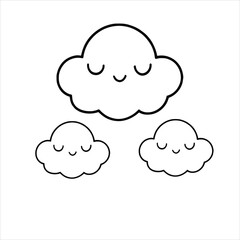 Sleeping Clouds Coloring Page for Children