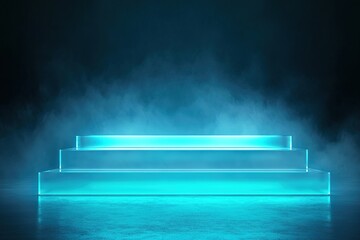 A podium with an ultra-modern, clean-cut design made from translucent polycarbonate, glowing subtly 