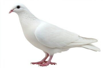 Obraz premium White Pigeon Standing on White Background