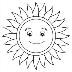 Smiling Sun Coloring Page for Kids