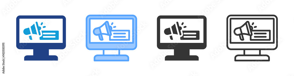 Poster advertising icon set multiple style collection
