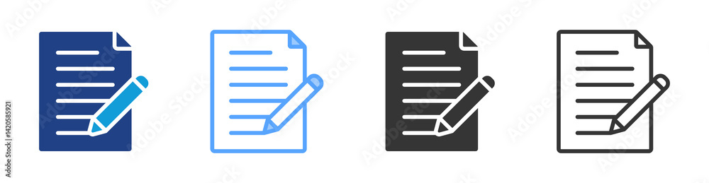 Poster Writing icon set multiple style collection