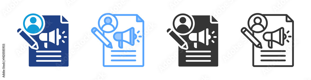 Aufkleber copy writers icon set multiple style collection