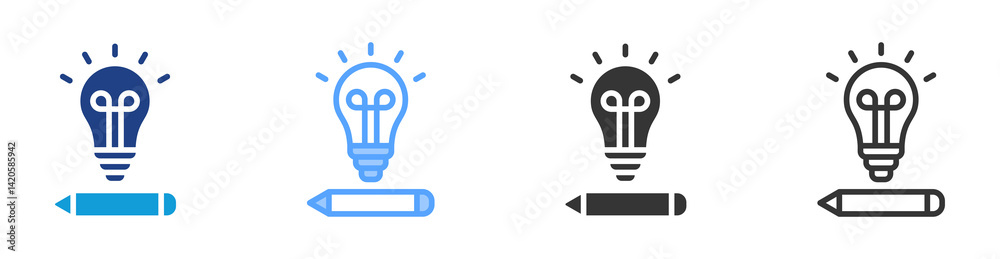 Poster Idea icon set multiple style collection