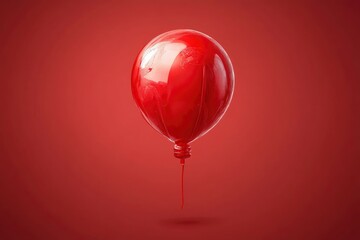 Red Paint Balloon Dripping Against Red Background
