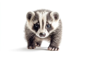 Fototapeta premium Baby Badger Portrait on White Background