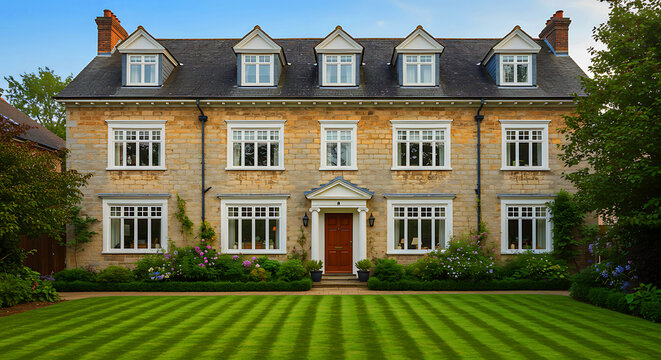 Front of elegant english detached house