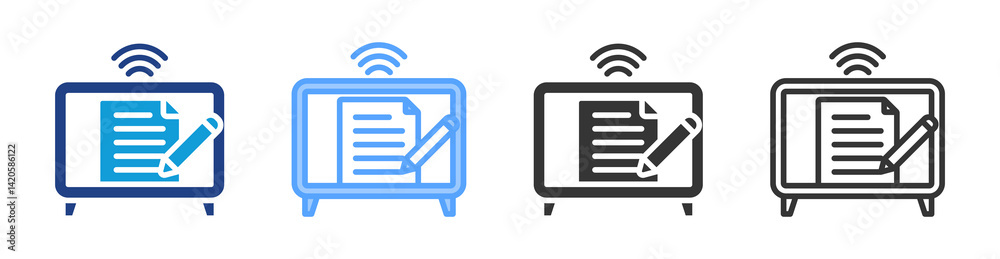 Poster Television Scripts icon set multiple style collection