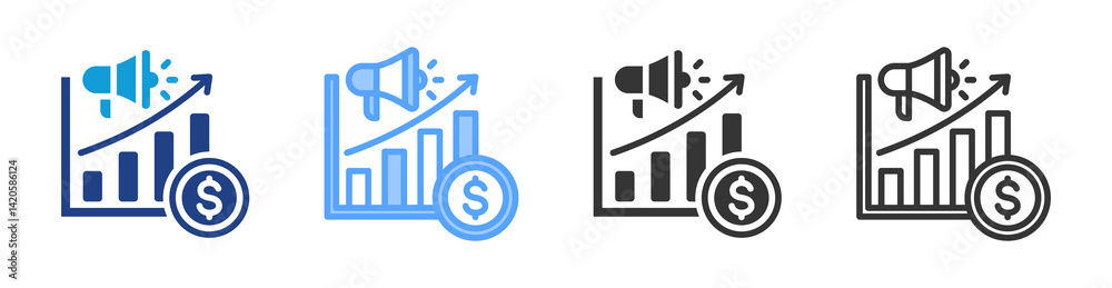 Poster business marketing icon set multiple style collection