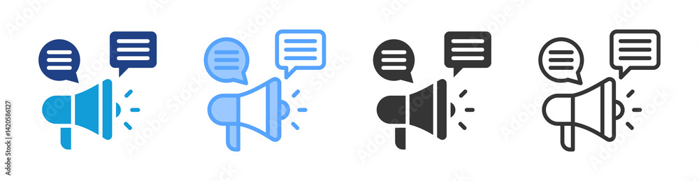 Aufkleber marketing communication icon set multiple style collection