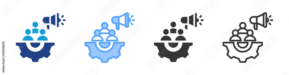Poster marketing department icon set multiple style collection