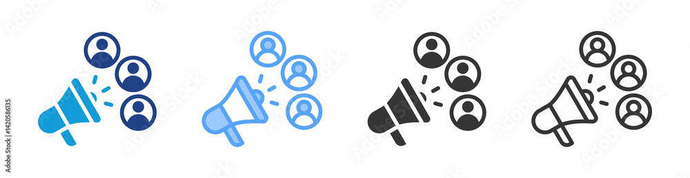 Poster public relations icon set multiple style collection