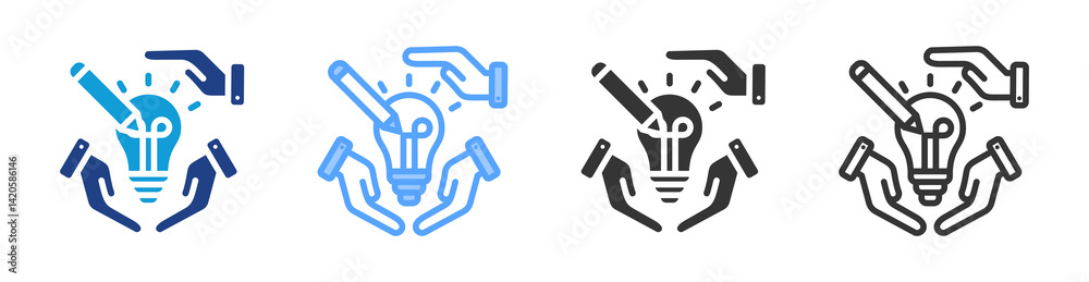 Poster Creative Team icon set multiple style collection