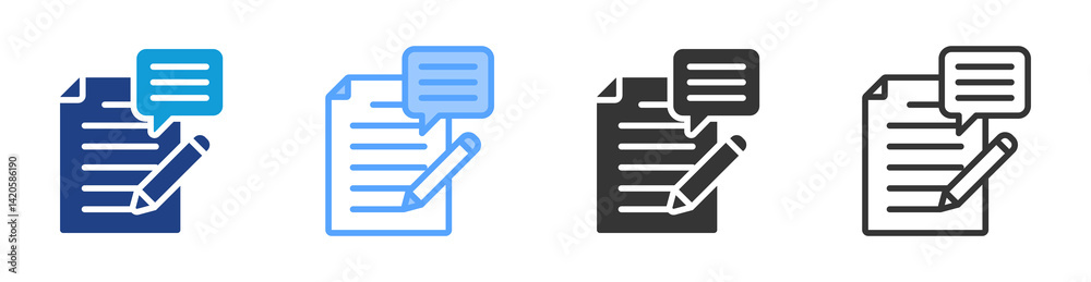 Aufkleber speech writing icon set multiple style collection