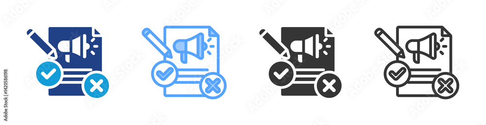 Poster Copy Editing icon set multiple style collection