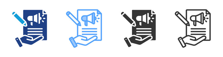 Copywriting Agency icon set multiple style collection
