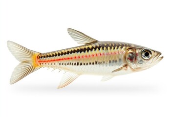 Fish with Stripes and Fins on White Background