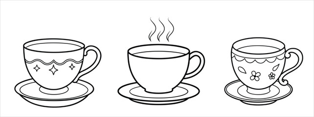Tea Cup Set Coloring Page for Kids