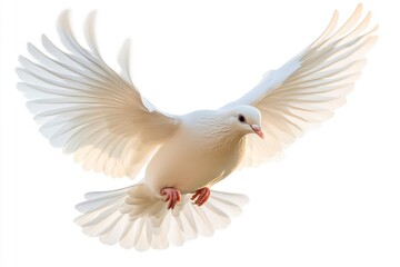 Obraz premium White Dove Soars in Bright Open Space