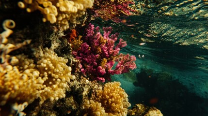 Vibrant coral reef teeming with life.