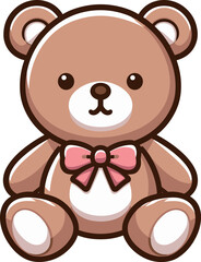 Obraz premium 赤いリボンのテディベアのイラスト 