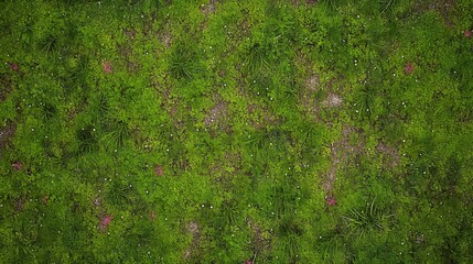Lush Green Grass Texture Ground Aerial View