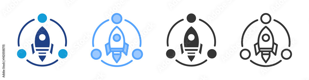 Aufkleber lean startup icon set multiple style collection