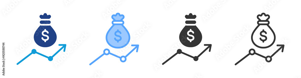 Poster Investment icon set multiple style collection