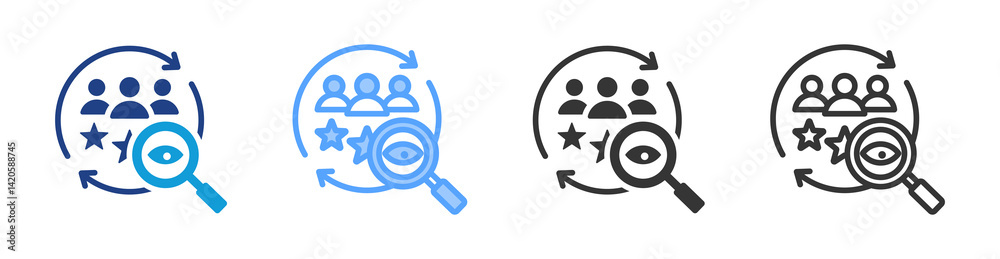 Poster Customer Discovery icon set multiple style collection