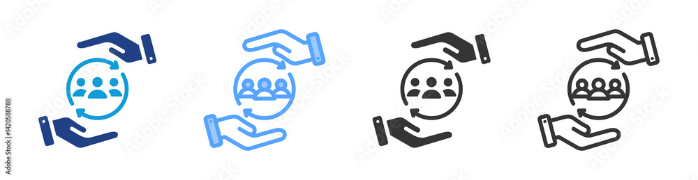 Poster Customer Retention icon set multiple style collection