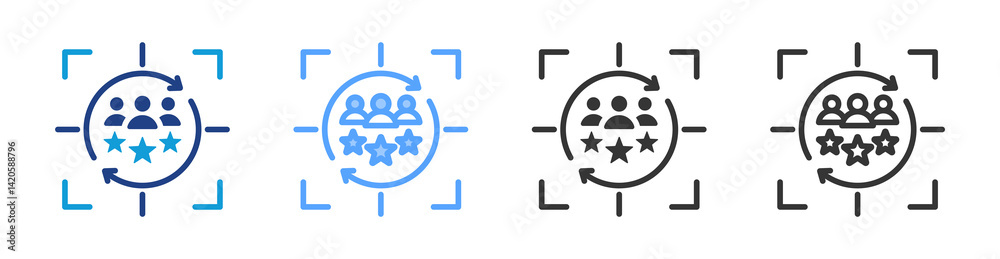 Aufkleber customer focus icon set multiple style collection