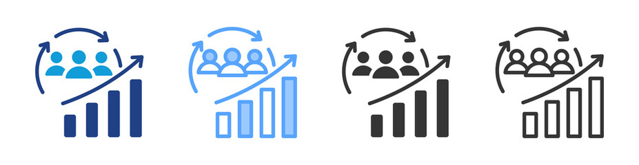 Customer Growth icon set multiple style collection