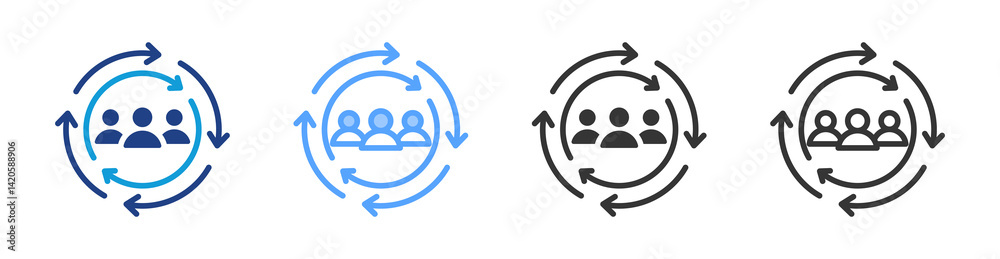 Poster Iteration icon set multiple style collection