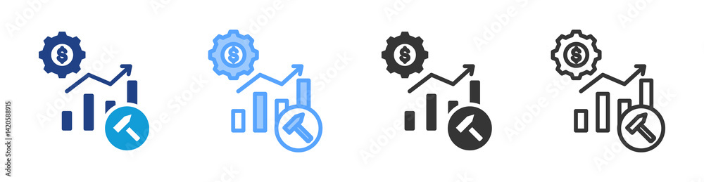 Poster company building icon set multiple style collection